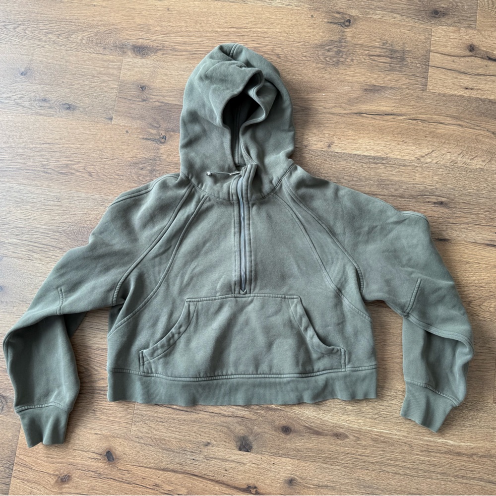 Scuba Oversized Half-Zip Hoodie Medium Olive Size M/L